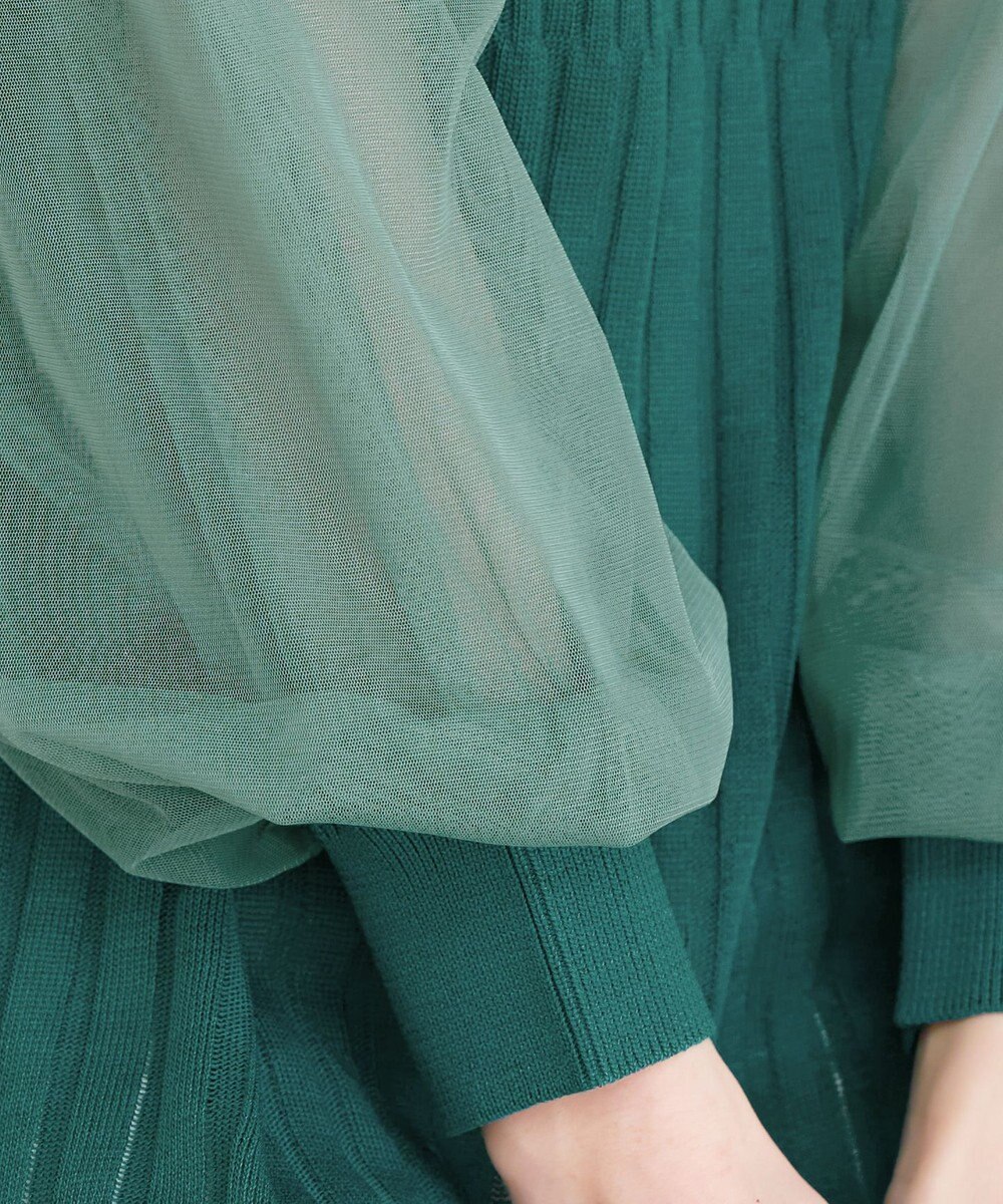 Tiaclasse チュールスリーブニットチュニック 