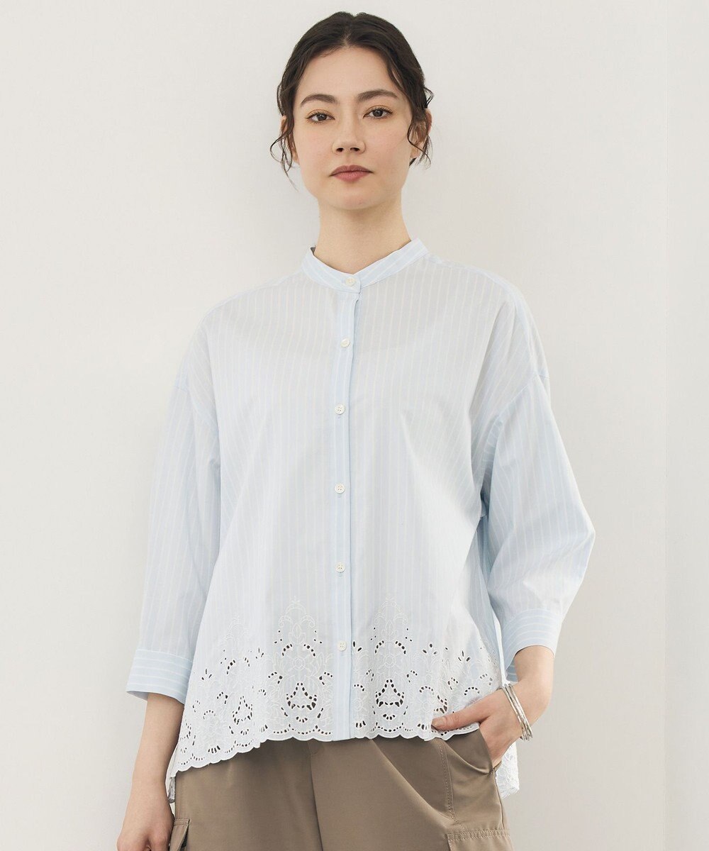 自由区 エンブロイダリーブロードバンドカラー ブラウス 