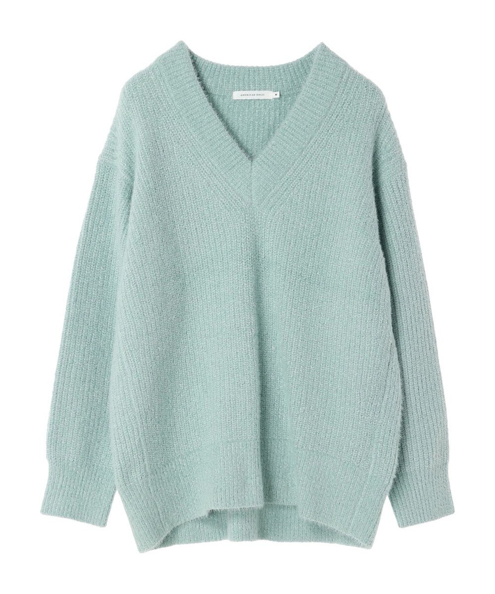 AMERICAN HOLIC モールヤーン片畦Ｖネックニットプルオーバー 