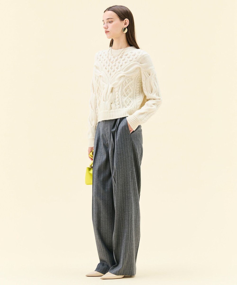 BEIGE， RULE / ウールカシミヤアラン編みクロップドニット 