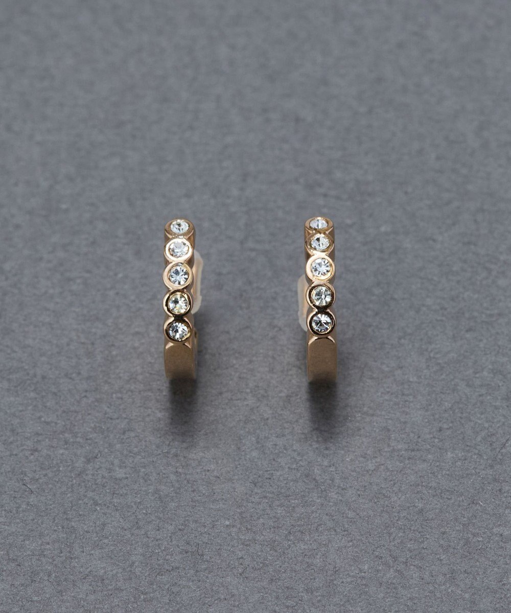 Phoebe 【金属アレルギー対応】【痛くないシリーズ】プチベゼルストーンフープライトフィットイヤリング　シャンパンゴールド 