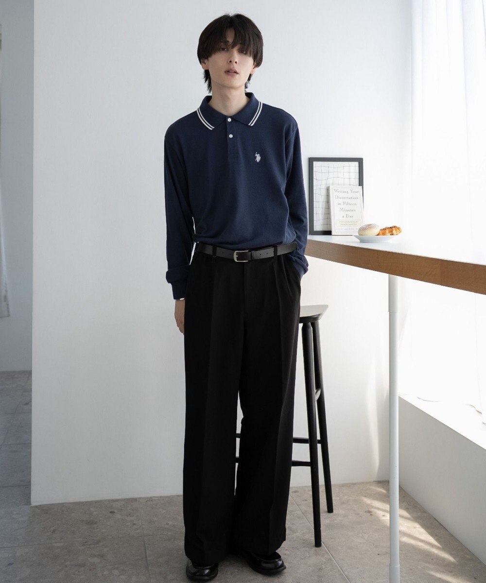 WEGO 【25年秋冬新作/ユニセックスITEM/SMLサイズ展開】別注USPOLOラインポロシャツ（長袖） 