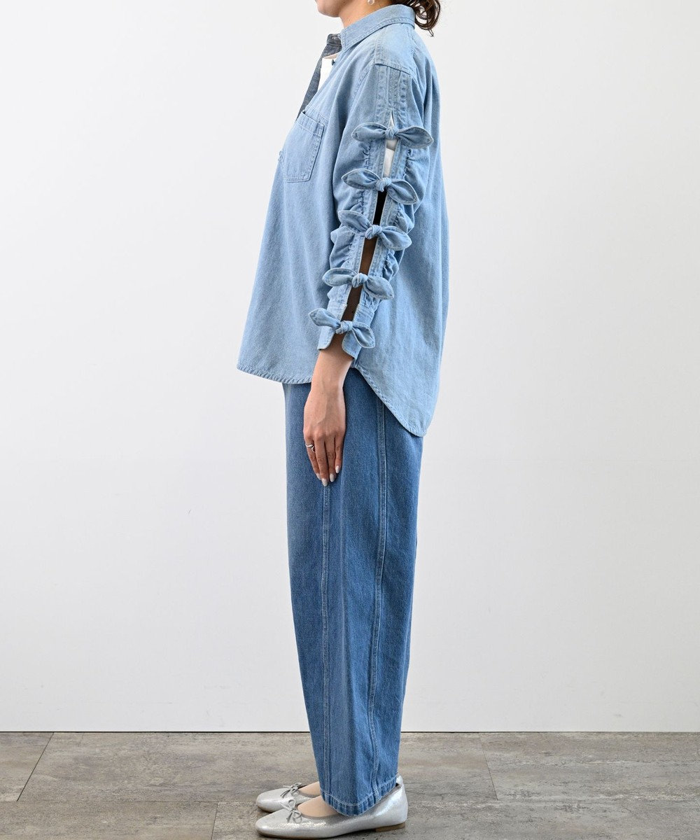 FORFORMO Ribbon Sleeve Denim Shirt リボンスリーブデニムシャツ 