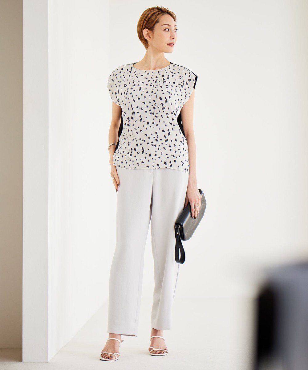 ICB L 【洗える】 ダブルクロスクレープ ストレートパンツ 