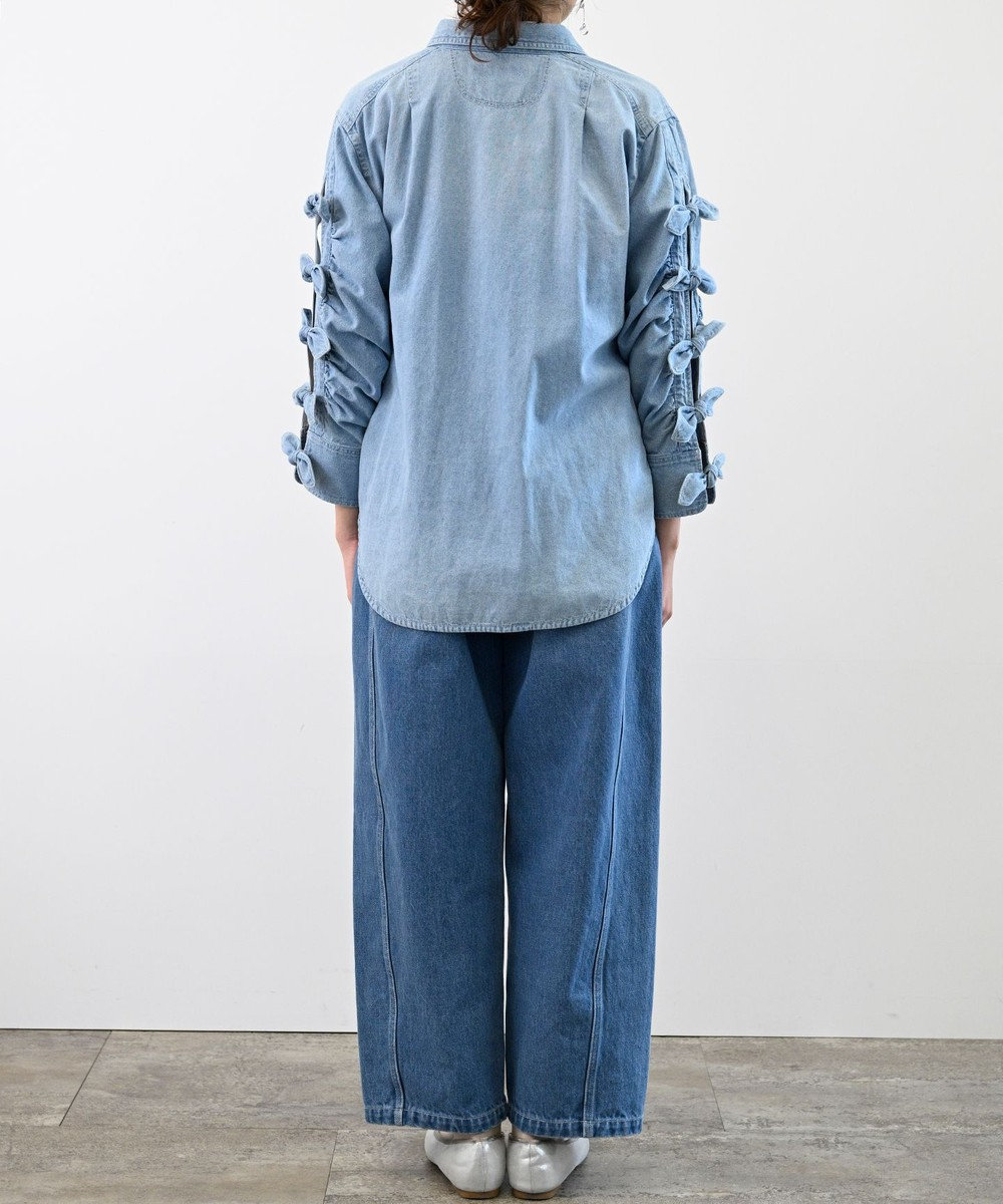 FORFORMO Ribbon Sleeve Denim Shirt リボンスリーブデニムシャツ 