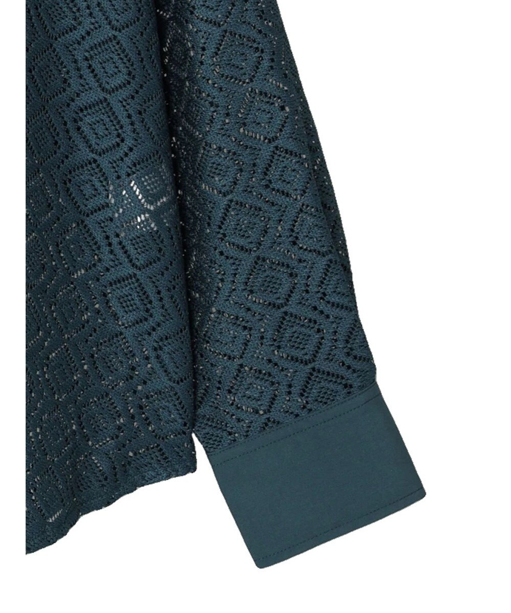 earth music&ecology レースバンドカラーシャツ 