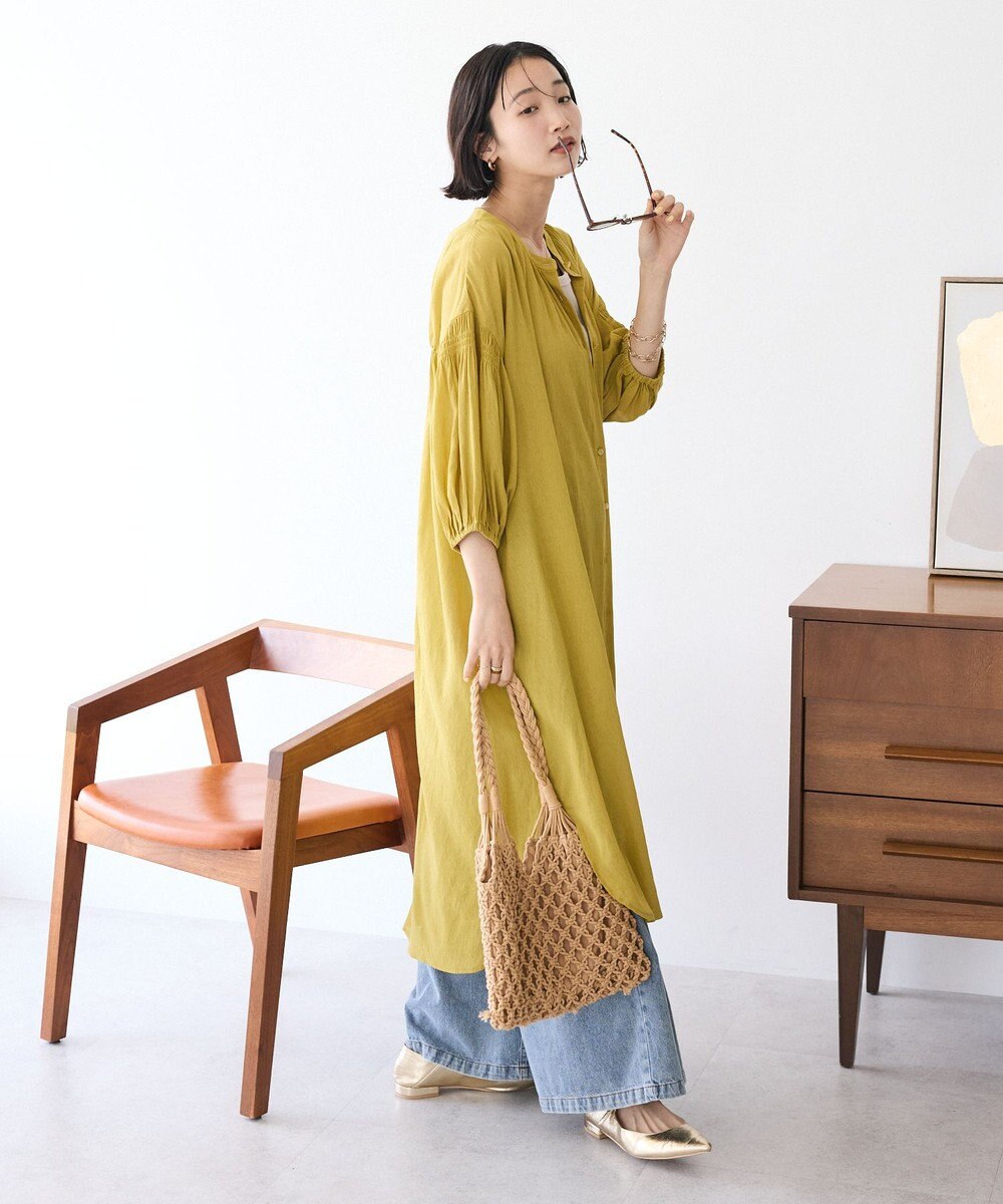 CRAFT STANDARD BOUTIQUE ヴィンテージボイル袖シャーリングワンピース 