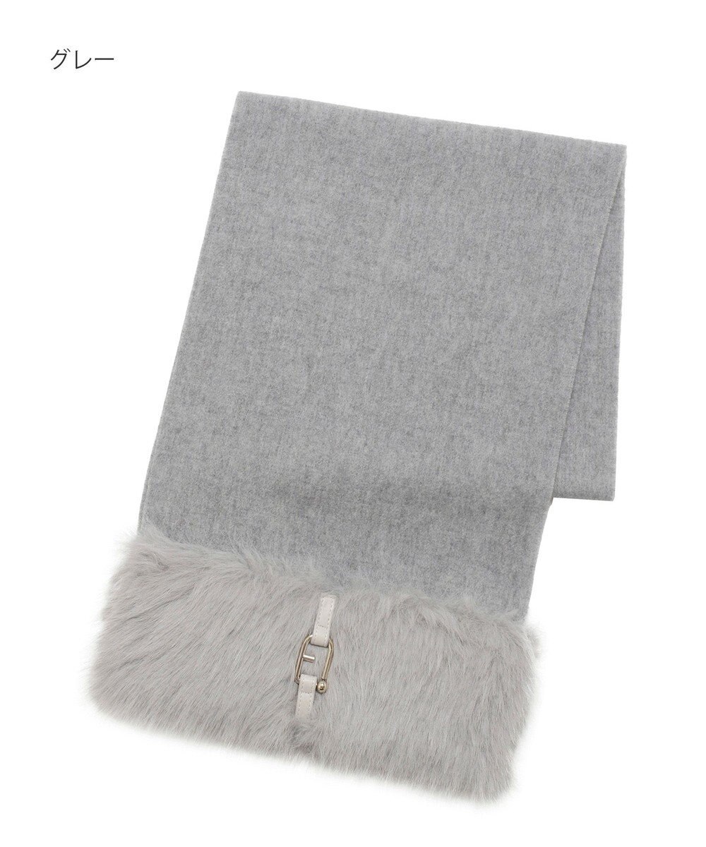 MOONBAT 【WEB限定】FURLA ウール100％×ベルト付きファーマフラー 