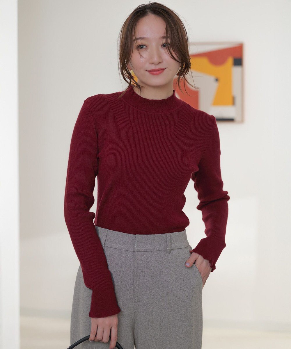 ANY SIS CICA加工 フリルネック プルオーバー 