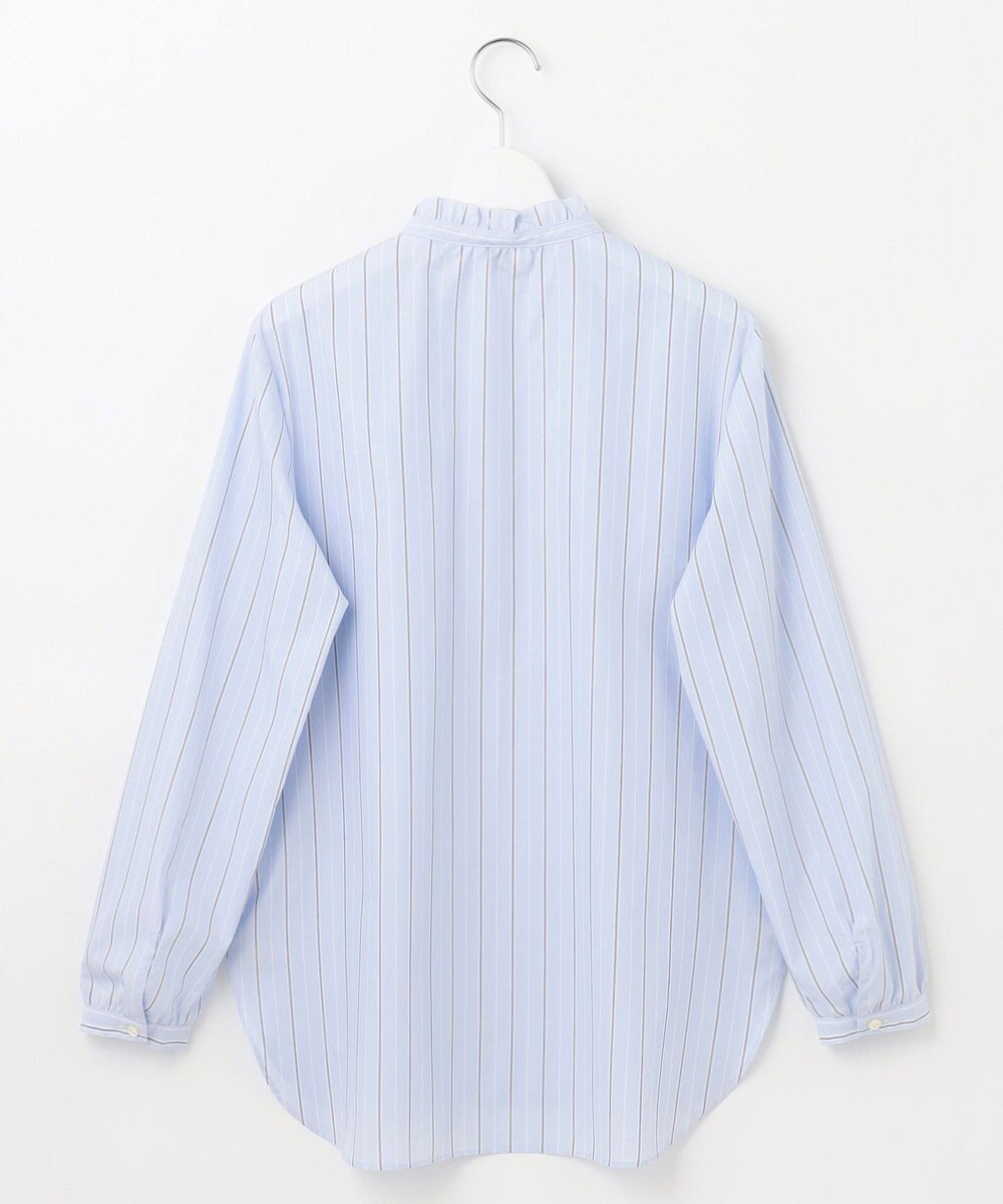 J.PRESS LADIES 【洗える】ランダムストライプ フリルネック ブラウス 
