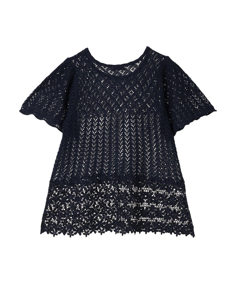 earth music&ecology 裾レース透かしニットプルオーバー 