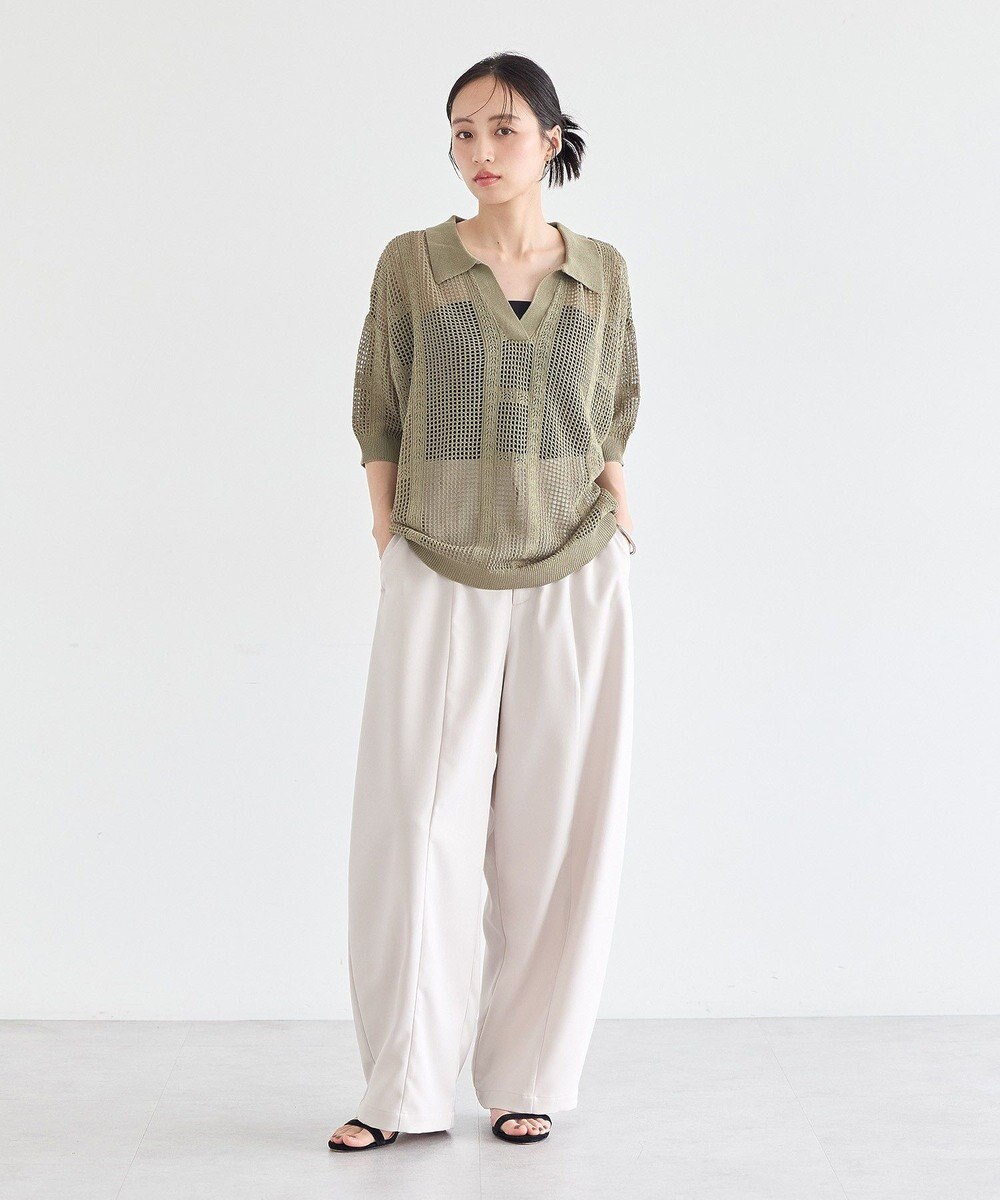 earth music&ecology レーシースキッパーポロニットプルオーバー 