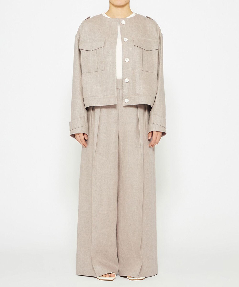 uncrave ヘリンボーン リネン ワイドパンツ（uncrave WHITE） 