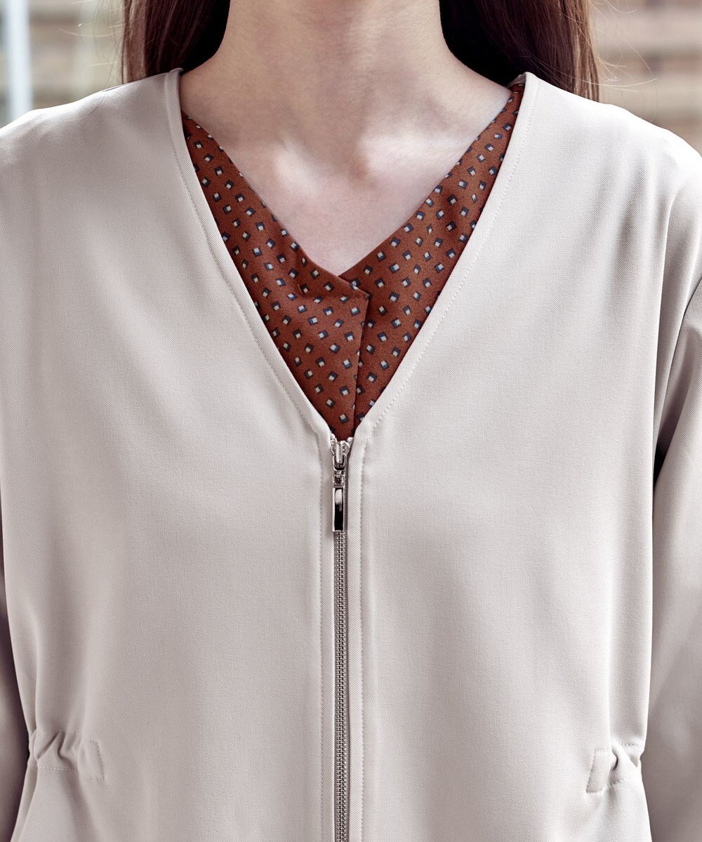 Tiaclasse L 【洗える】バックドロストフリルブルゾン 