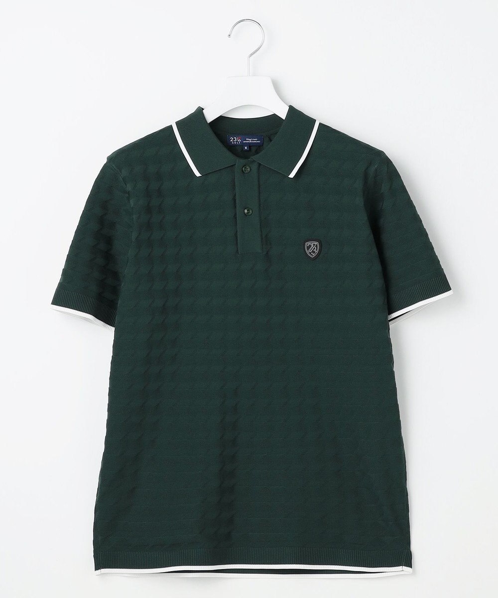 23区GOLF 【MEN】フラッグジャガードニットポロシャツ ストレッチ 半袖 