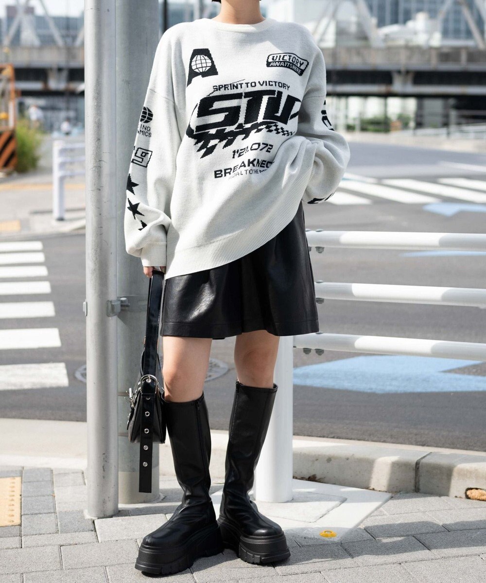 WEGO スポーツグラフィックジャガードニット 