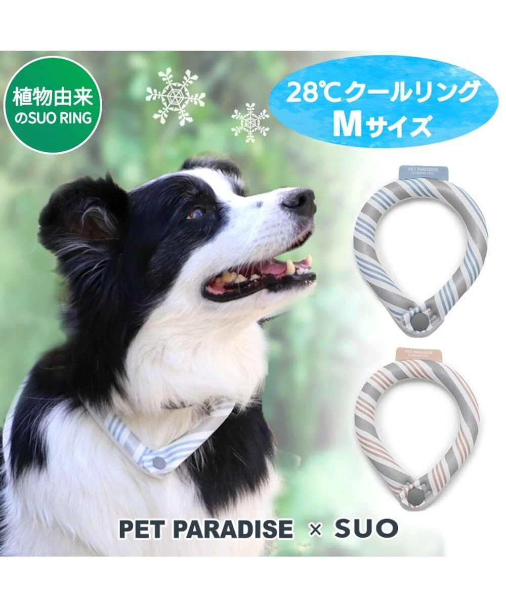 PET PARADISE クールリング 犬 クールネック ひんやり 28℃クールリング 【Ｍ】 リフレクター 水色 ベージュ 反射材付き 