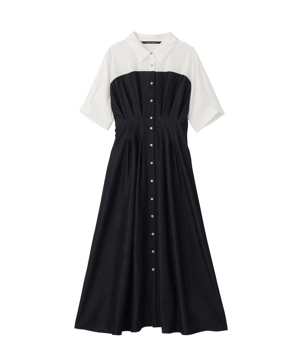 YECCA VECCA ハーフスリーブベアドッキングワンピース 