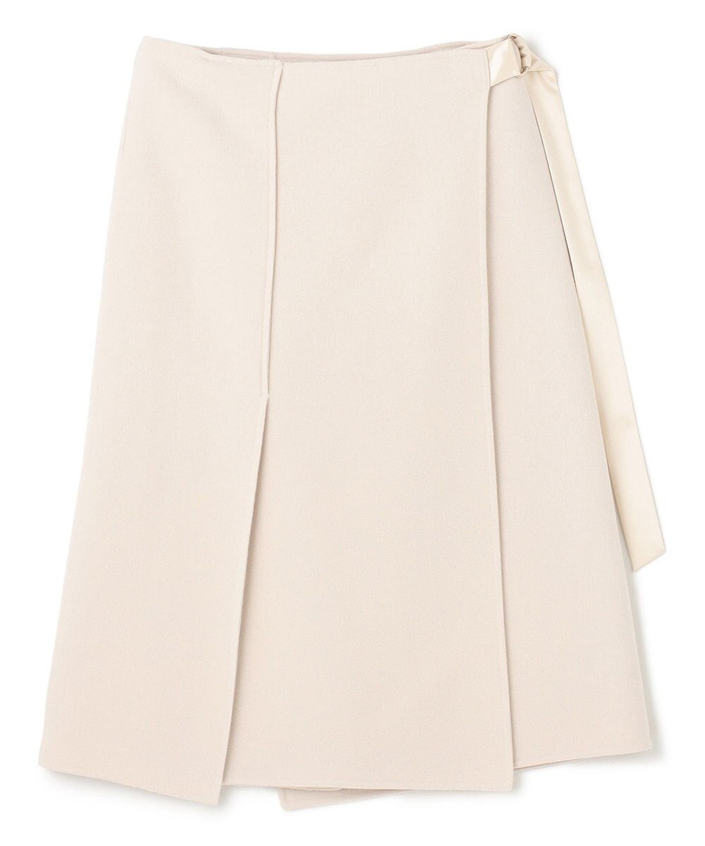 BEIGE， GRASSE / サテンベルト付きリバーラップスカート 