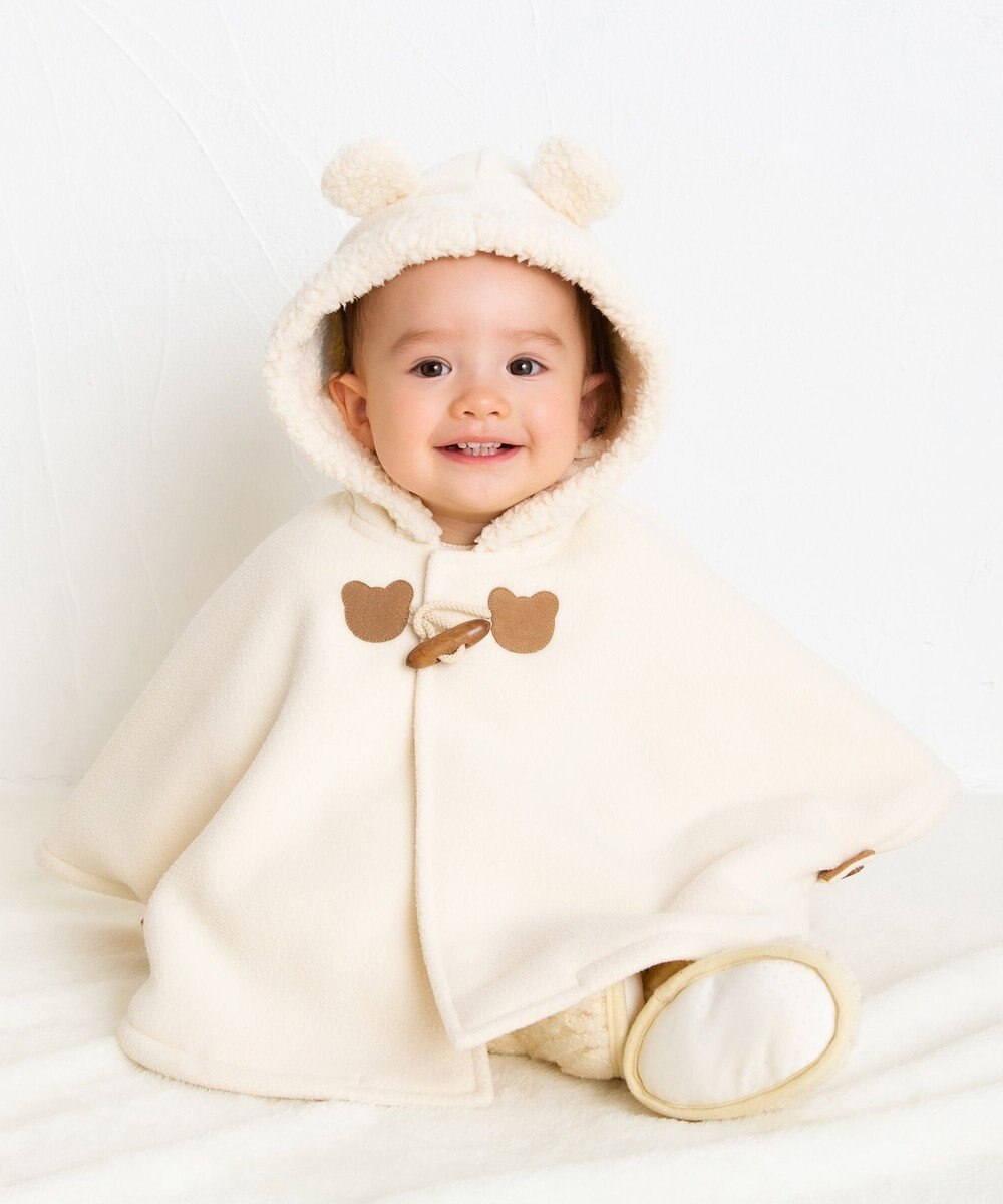 MIKI HOUSE HOT BISCUITS お耳付きボアフリース ダッフルマントギフトセット【BOX付き】 