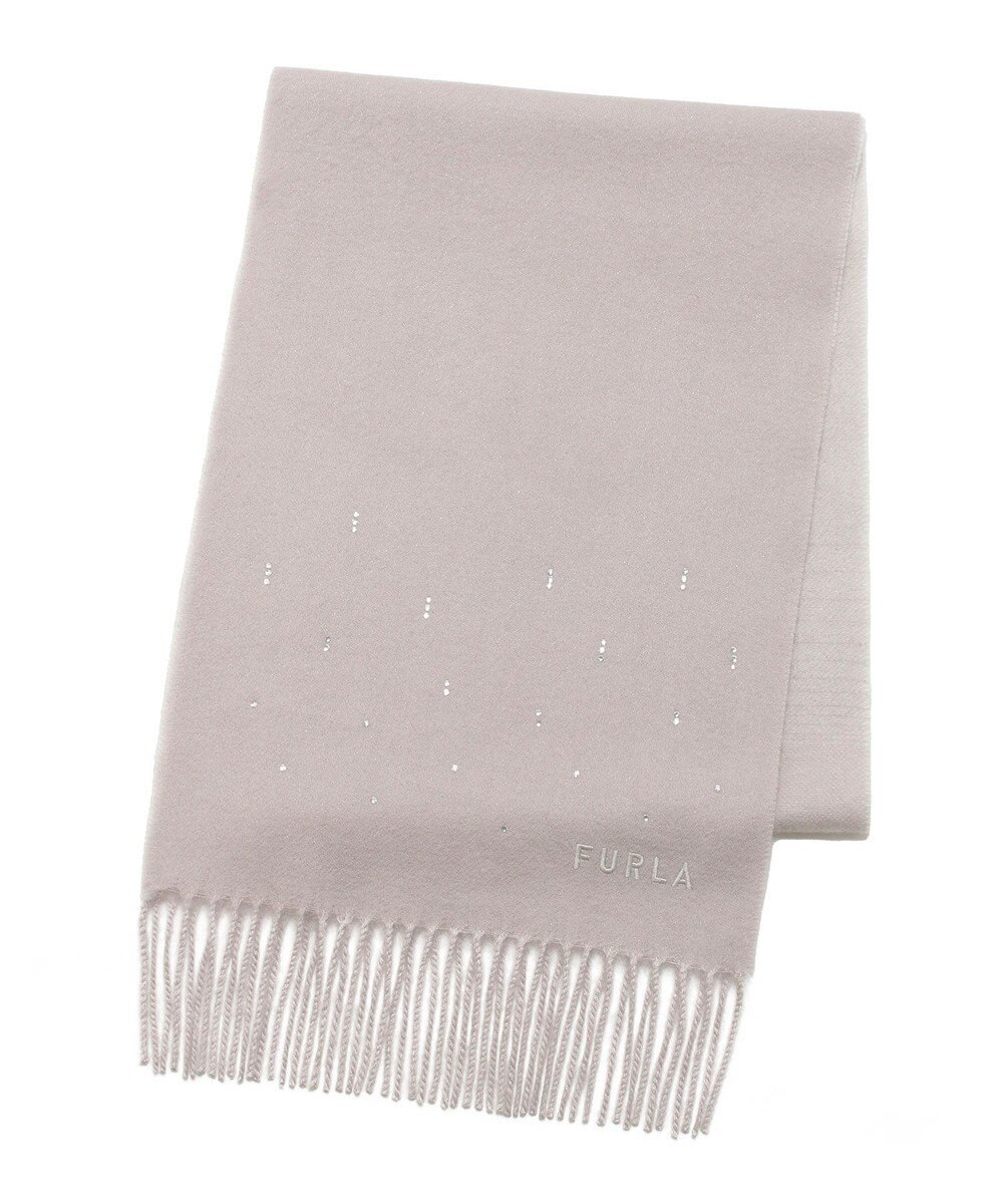 MOONBAT 【洗える】FURLA カシミヤ混ラメ入りラインストーンストールマフラー／幅30cm 