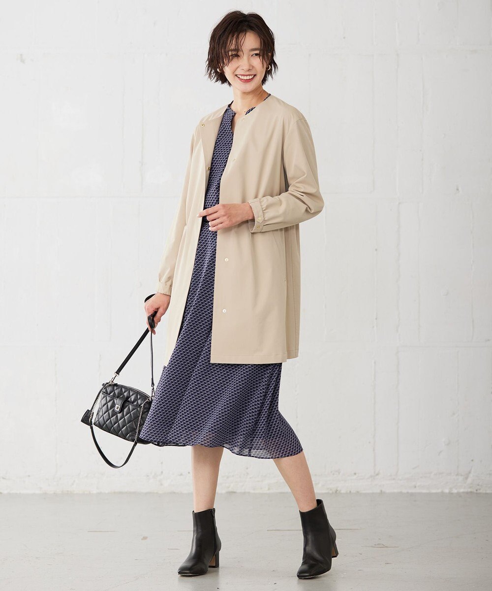 J.PRESS LADIES 【洗える】 ソロテックスドライツイル ノーカラー コート 