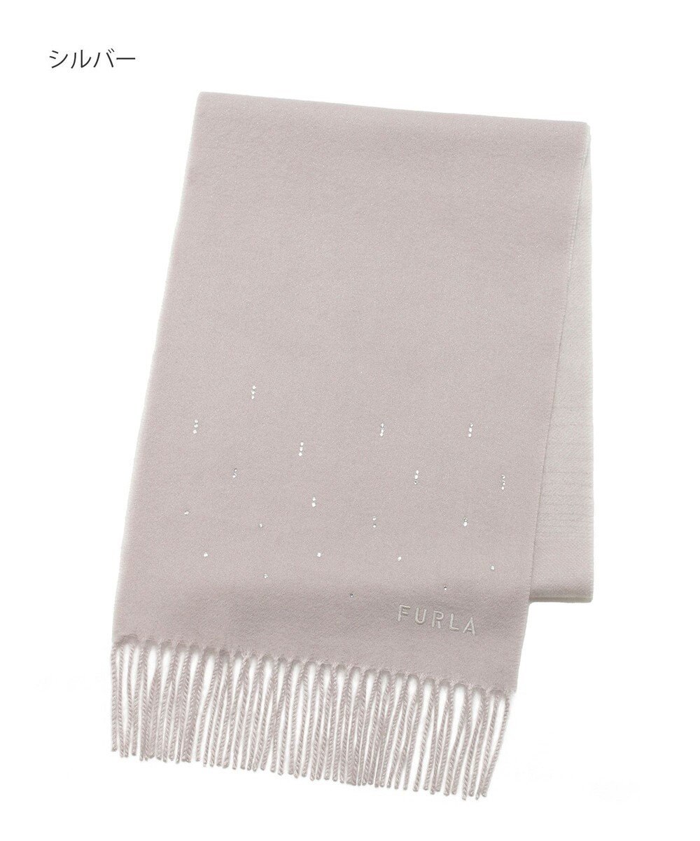 MOONBAT 【洗える】FURLA カシミヤ混ラメ入りラインストーンストールマフラー／幅30cm 