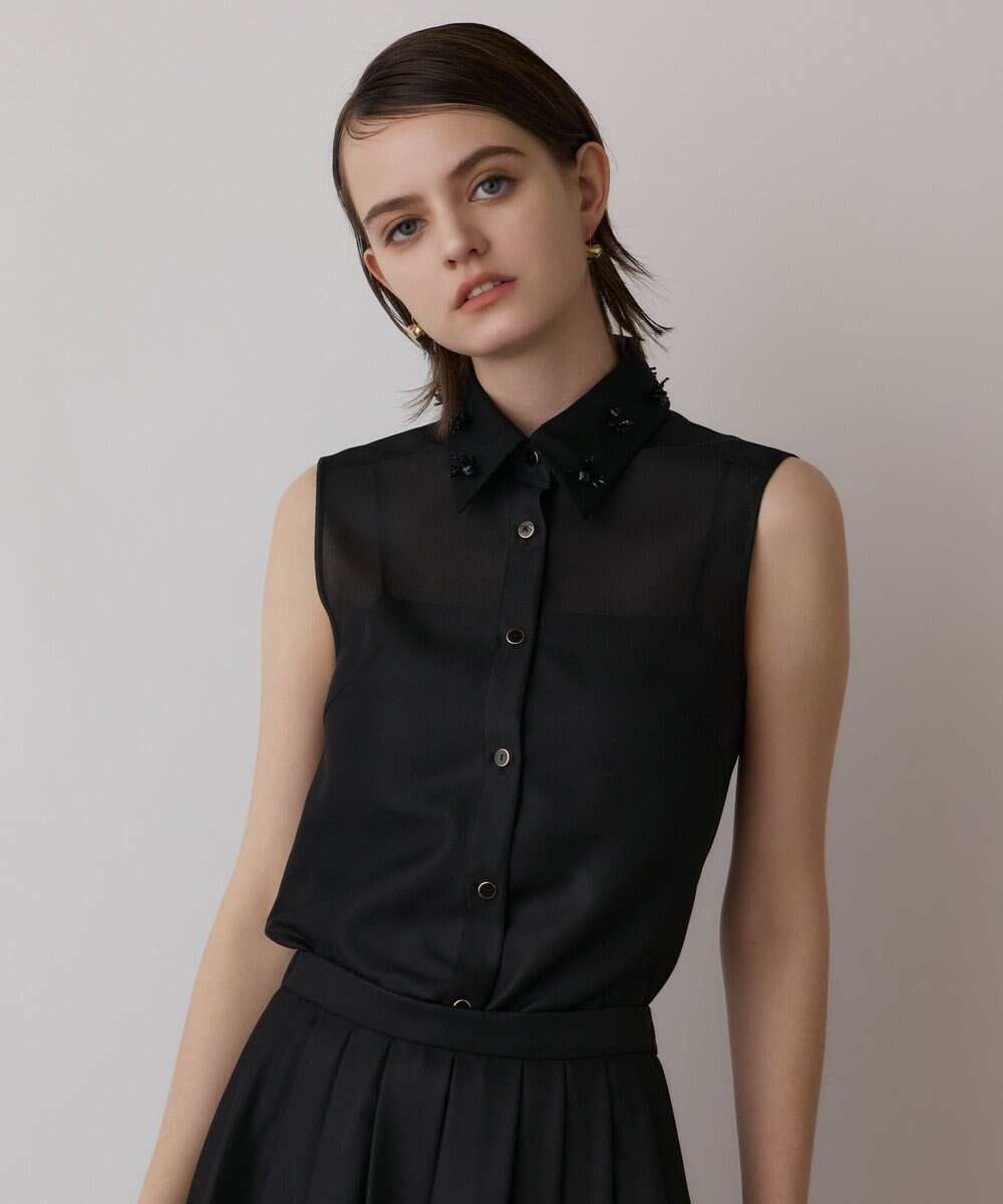 GRACE CONTINENTAL シアーメッシュノースリーブ 