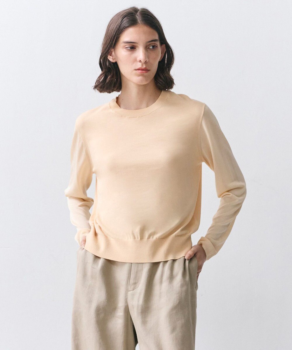 BEIGE， JULIE / コットンシルク 異素材プルオーバーニット 