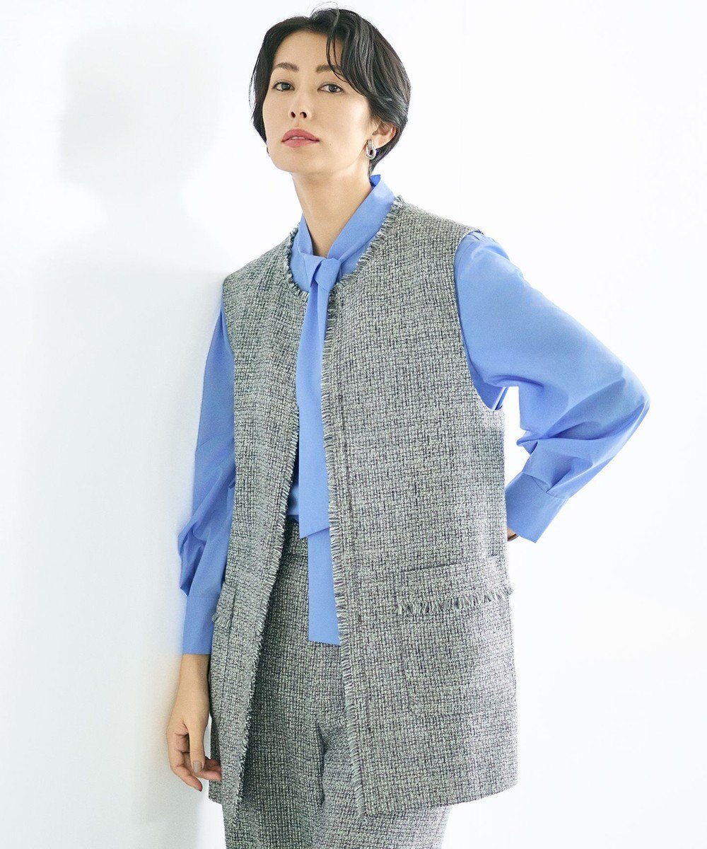 自由区 【カタログ掲載・セットアップ対応】ライトミックスツイード ジレ 