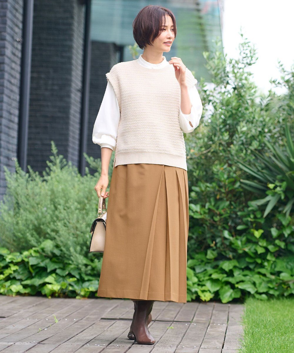 自由区 L 【洗える】ツイードライクニット ベスト 