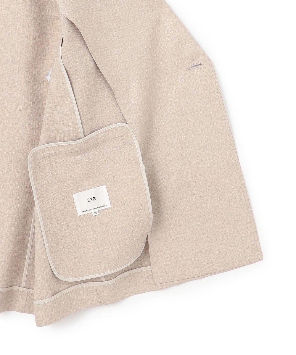 23区 【先行予約】リネンライクグロッシー ハーフスリーブ ダブル ジャケット 
