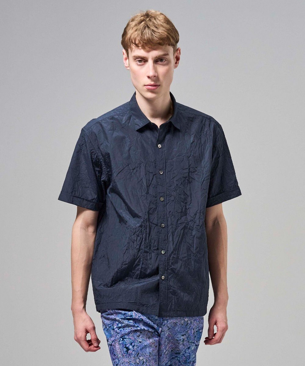JOSEPH HOMME 【新素材】ランダムプリーツワッシャー　レギュラーカラー半袖シャツ 