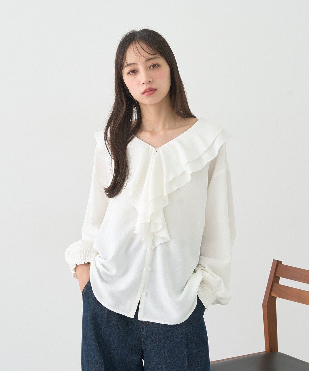 earth music&ecology ラッフルカラーブラウス 