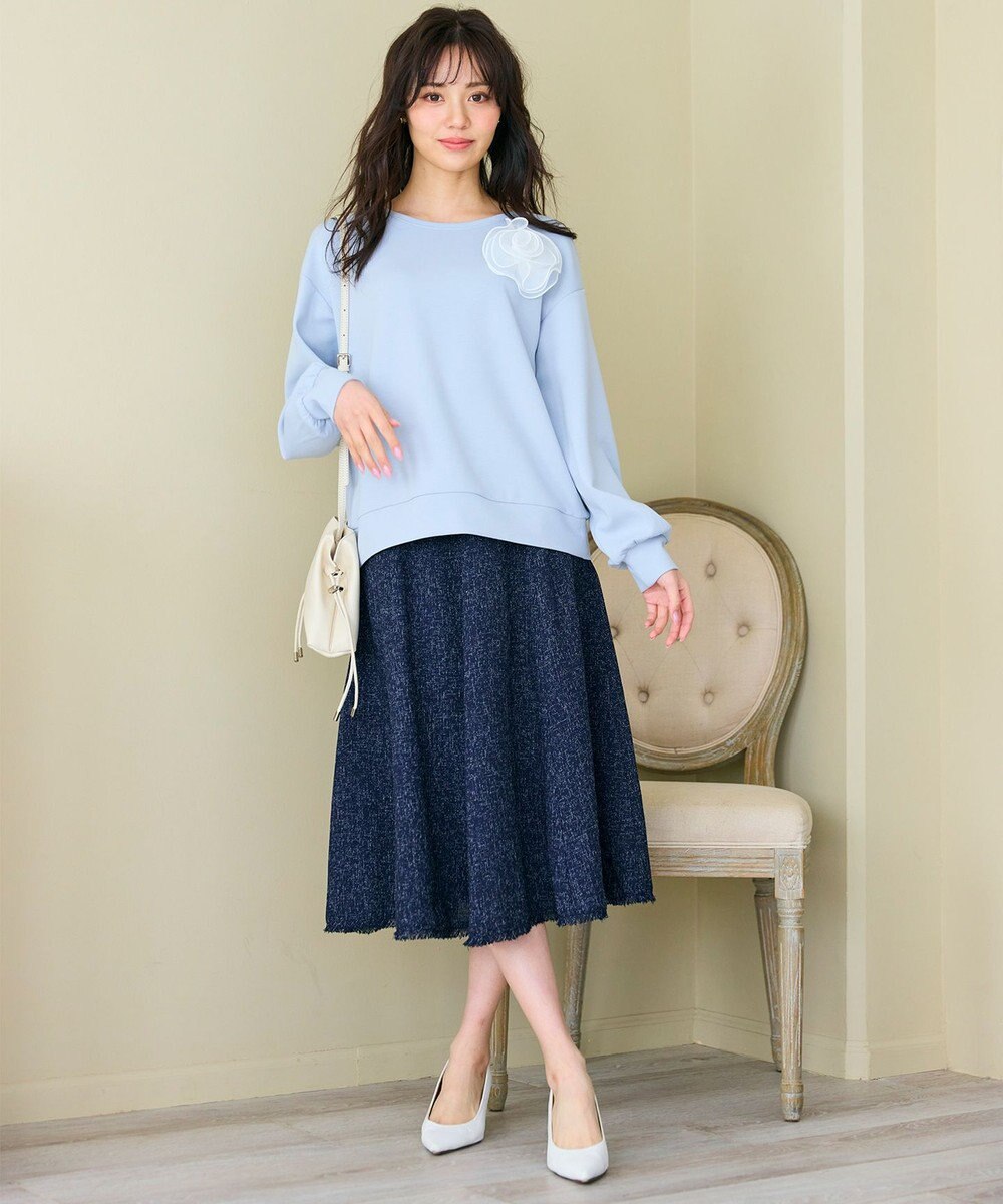 Feroux 【洗える】ローズコサージュ ダンボールプルオーバー 