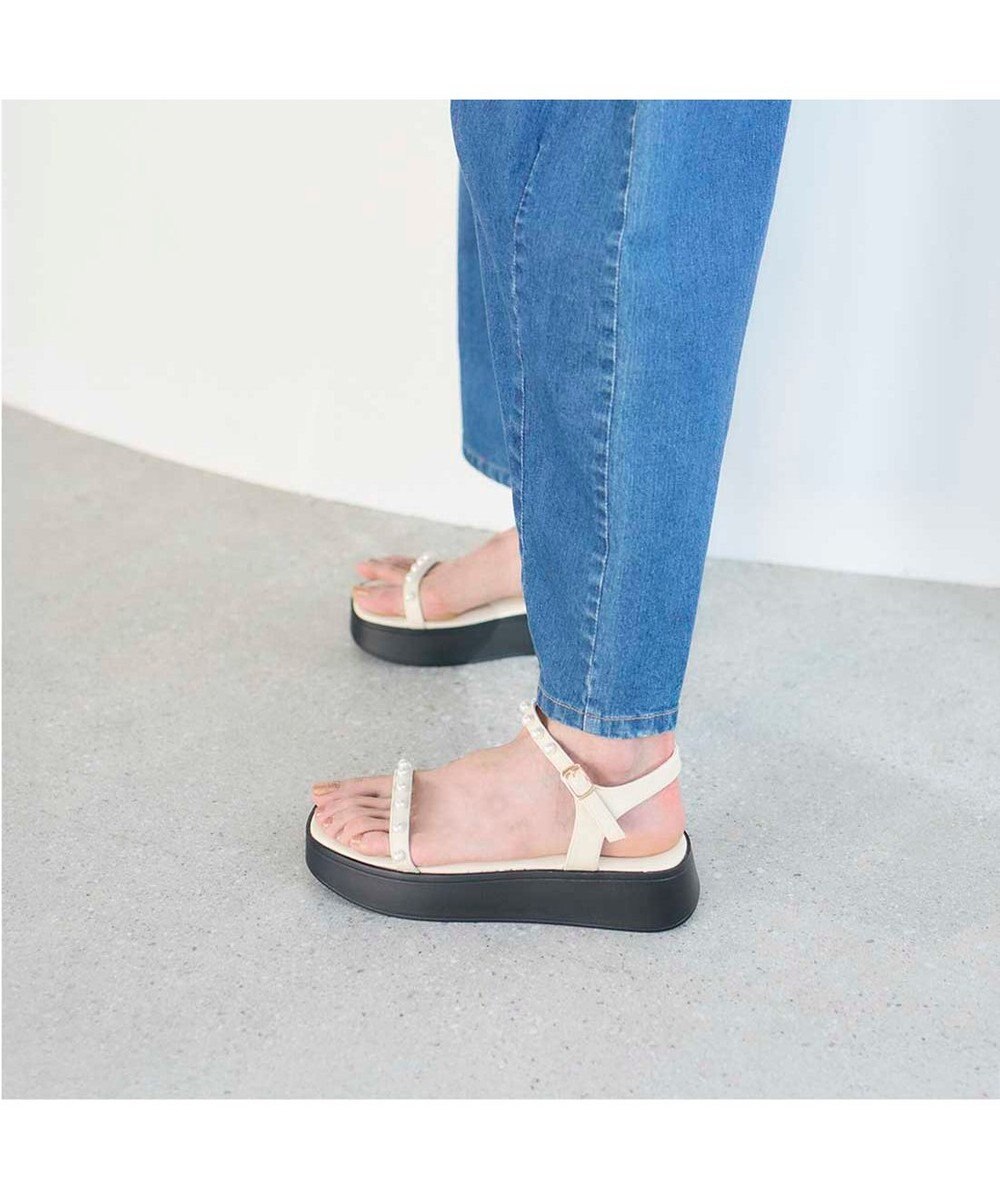 MODE ET JACOMO <noyau>パールデザイン厚底スポーツサンダル 