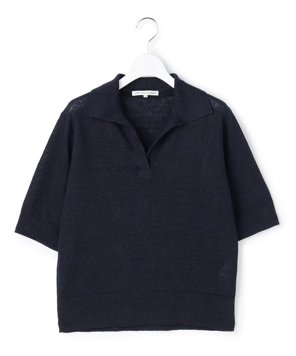 23区 【先行予約】ピュアリネン スキッパー ポロニット 