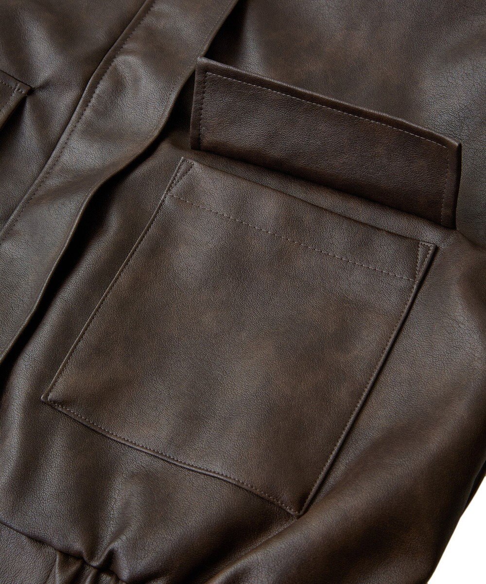 Green Parks ・ＥＬＥＮＣＡＲＥ　ＤＵＥ　合皮ステンカラーブルゾ 