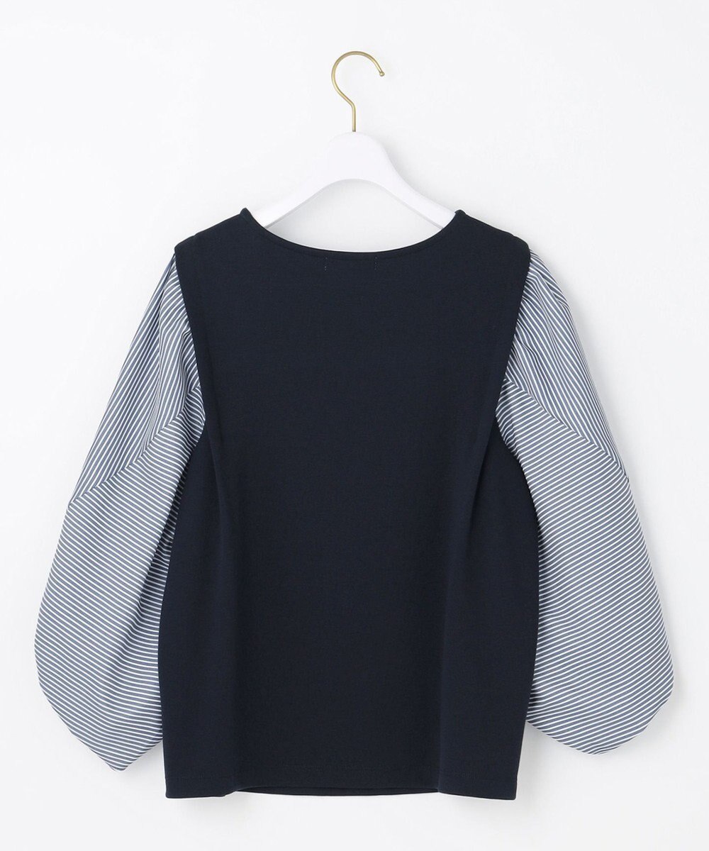 ANY SIS 【洗える】異素材コンビネジリパフ袖 プルオーバー 