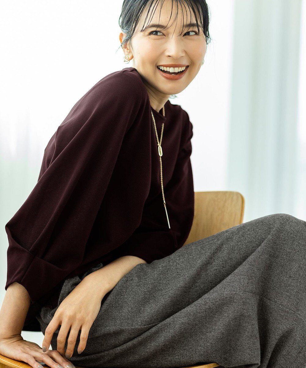 ANY 【洗濯機可能/ウエストゴム】ライトツイード ワイドパンツ 