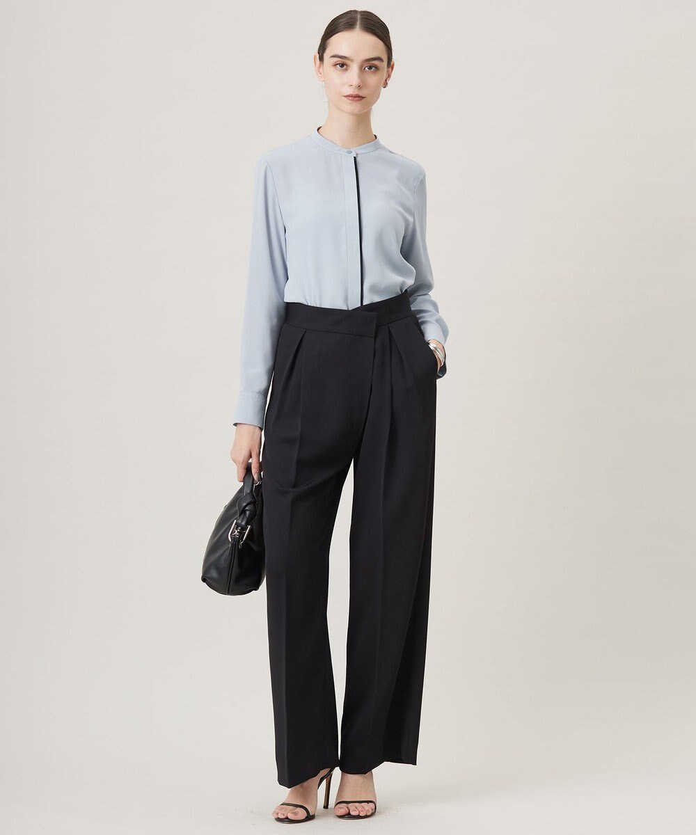 ICB 【洗える】シルフィルダブルクロス ワイドパンツ 