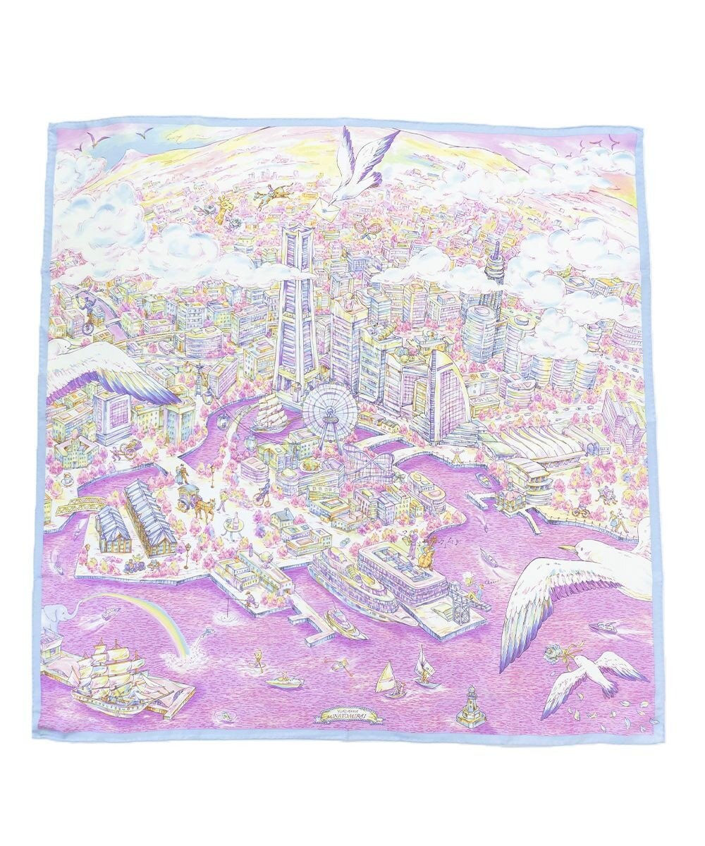 Marca 【伝統横濱スカーフ】YOKOHAMA MINATOMIRAI  大判 シルクツイル スカーフ 