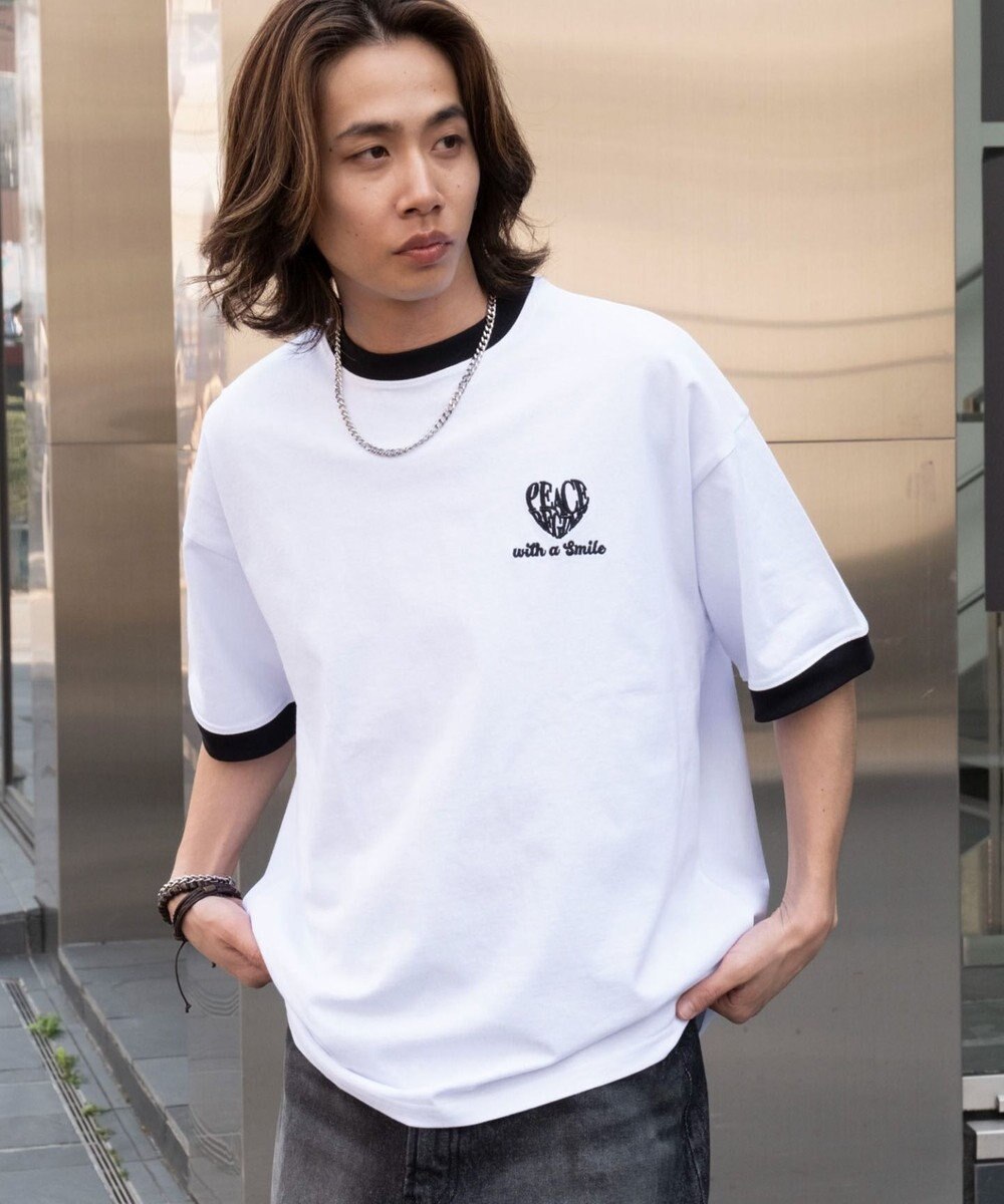 WEGO 【ユニセックス着用ITEM/MLサイズ展開】アクセ付きリンガーグラフィックT（SS） 