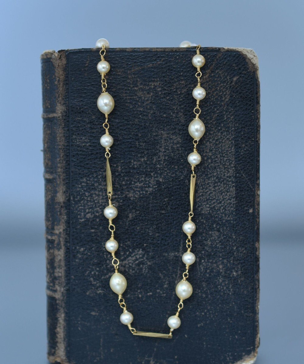 monshiro ガラスパールチェーン ショートネックレス 