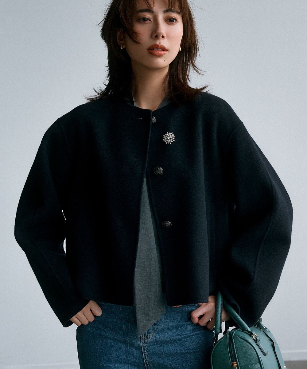 23区 S ウールリバー ノーカラーコート 