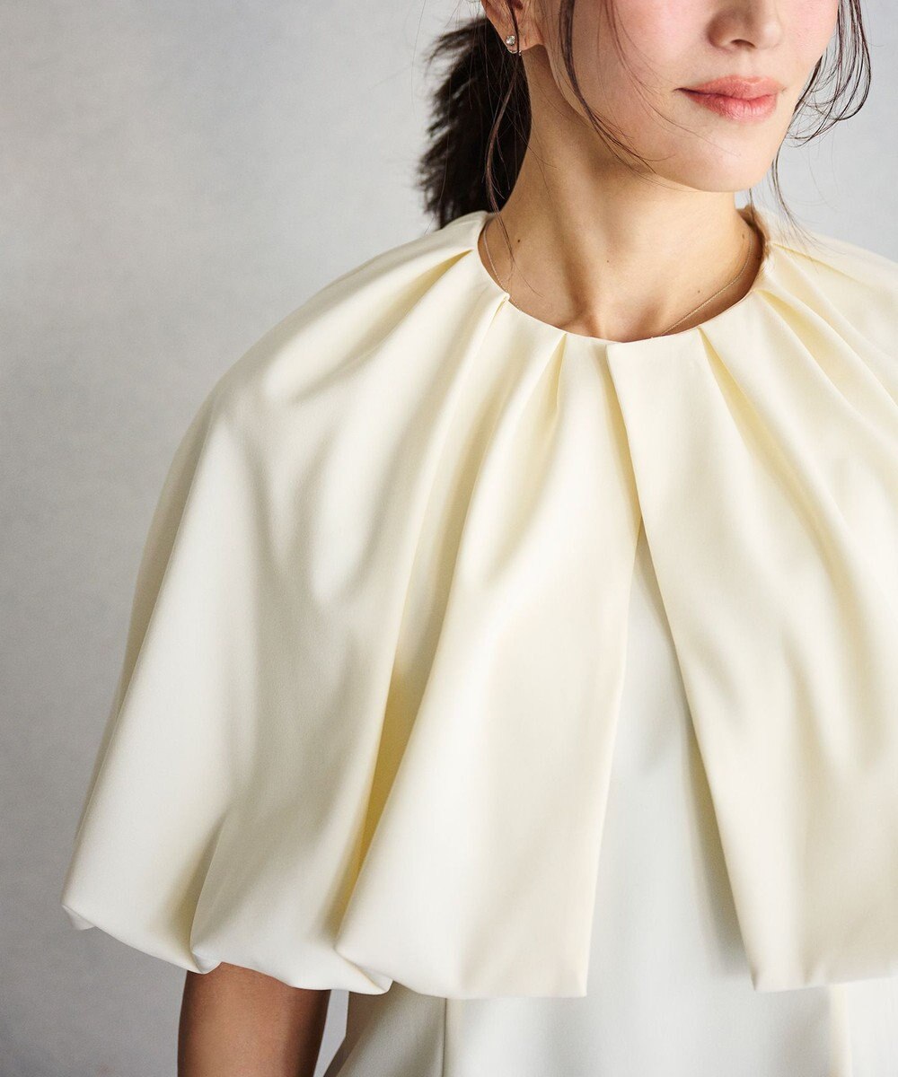 #Newans ＜亀恭子さんコラボ＞取り外し可能ケープ付きペプラムブラウス 