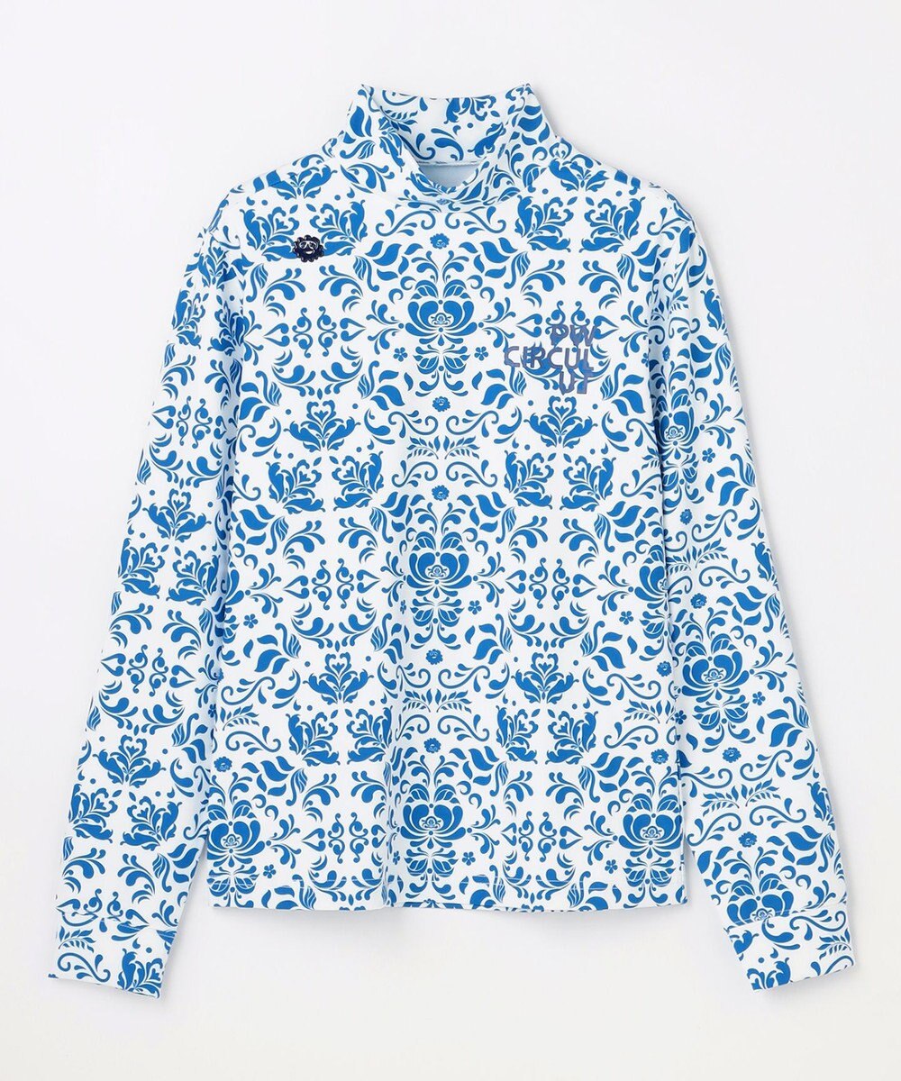 PW CIRCULUS 【吸水速乾 / UV遮蔽率99.5% UVカット / ストレッチ】【WOMEN】DELFT総柄 ロングスリーブモックT ゴルフウェア レディース 