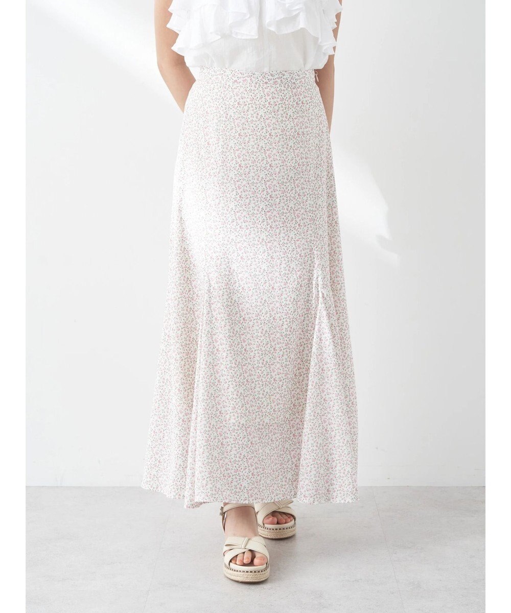 earth music&ecology 揺れる小花柄裾フレアスカート 