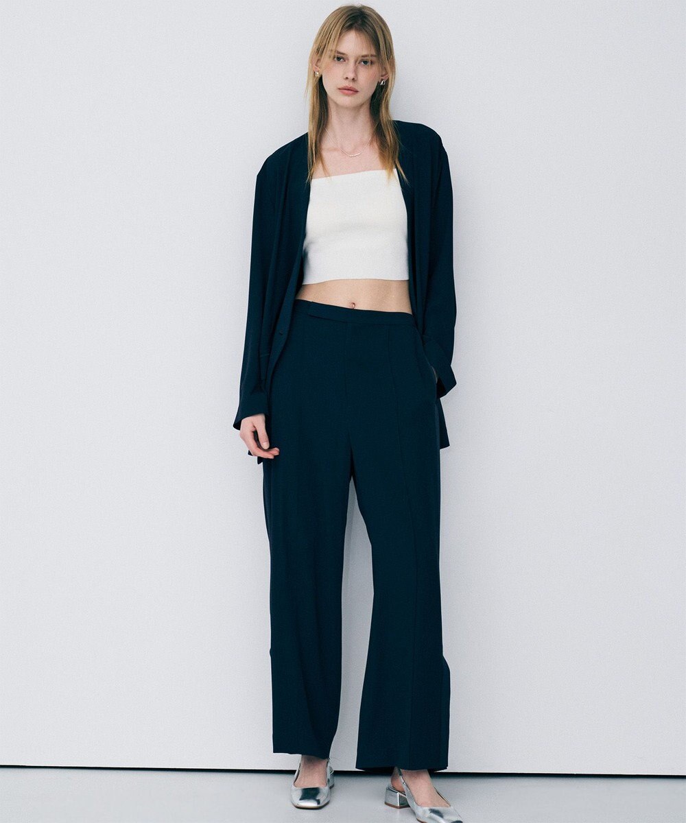 uncrave バックサテンジョーゼット フレアパンツ 