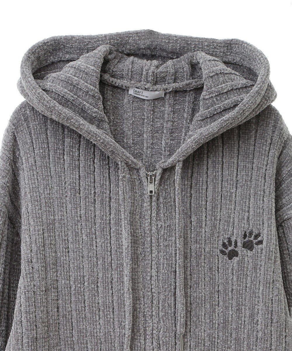 CRAFT STANDARD BOUTIQUE アニマル刺繍ニットZIPパーカー 